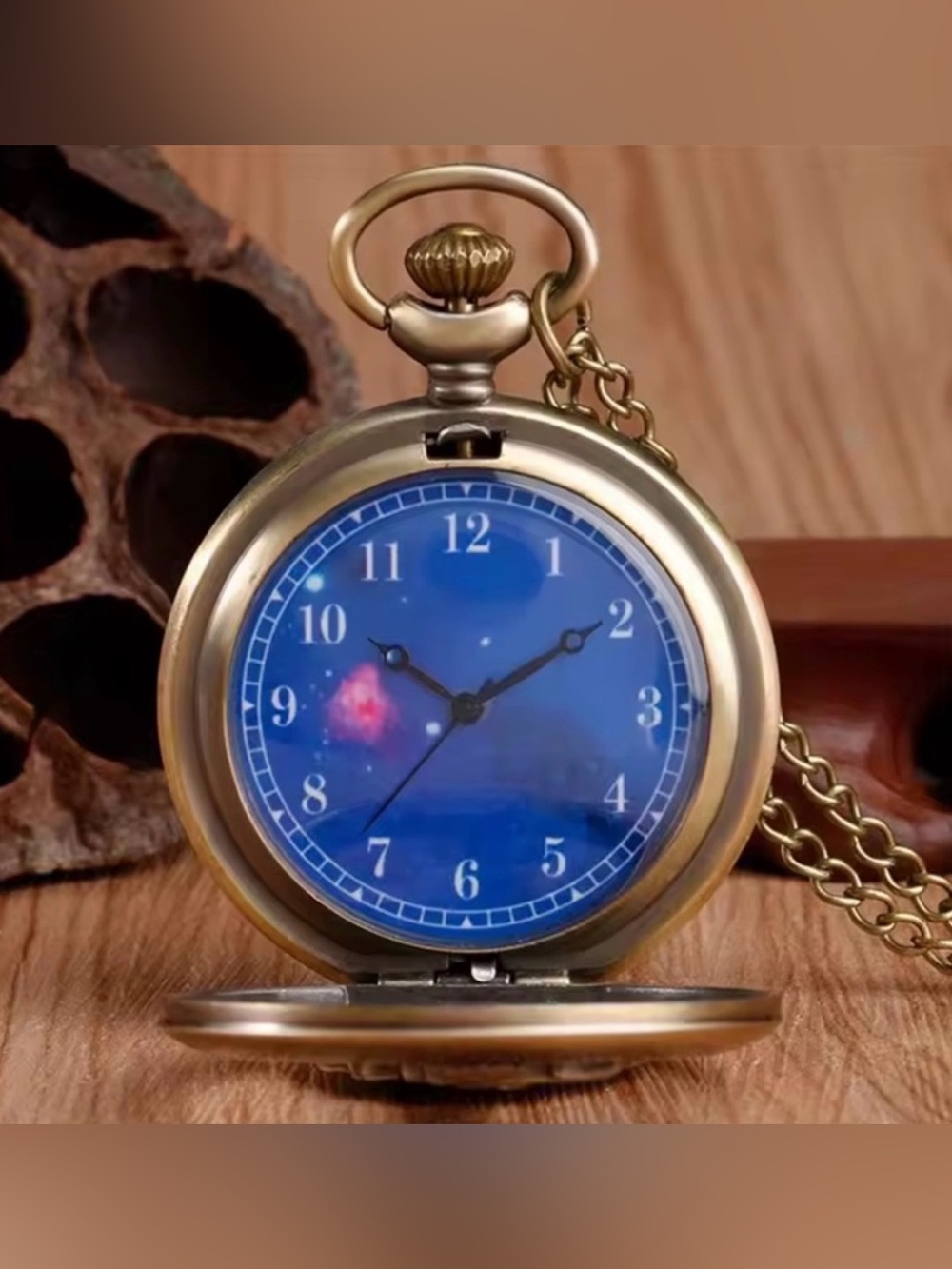 Pocket Watch Vintage Bronze Hollow Design Little Prince Necklace Pendant - Picture 2 of 6